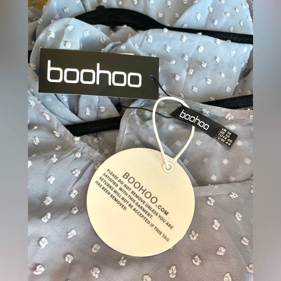 BooHoo dobby mesh pleat dress NWT plus sz oversz very flared full sweep osfm - Picture 7 of 8